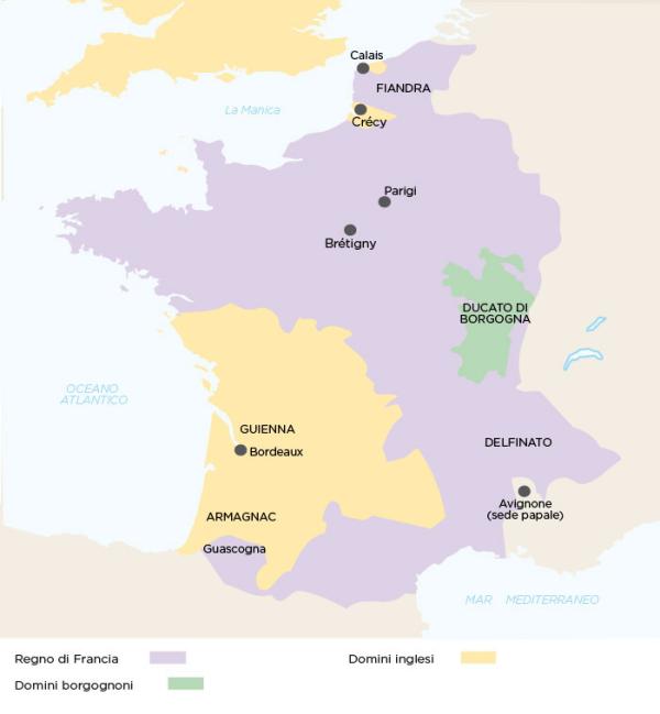 la Francia nel 1360, dopo la pace di Bretigny