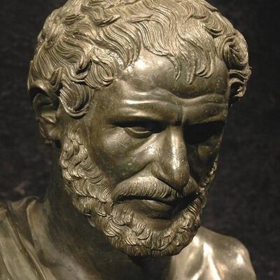 una raffigurazione bronzea di Eraclito